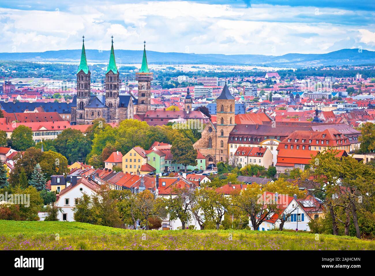 Bamberg. Panoramablick auf die Landschaft und die Architektur in Bamberg, Oberfranken, Bayern Region in Deutschland Stockfoto