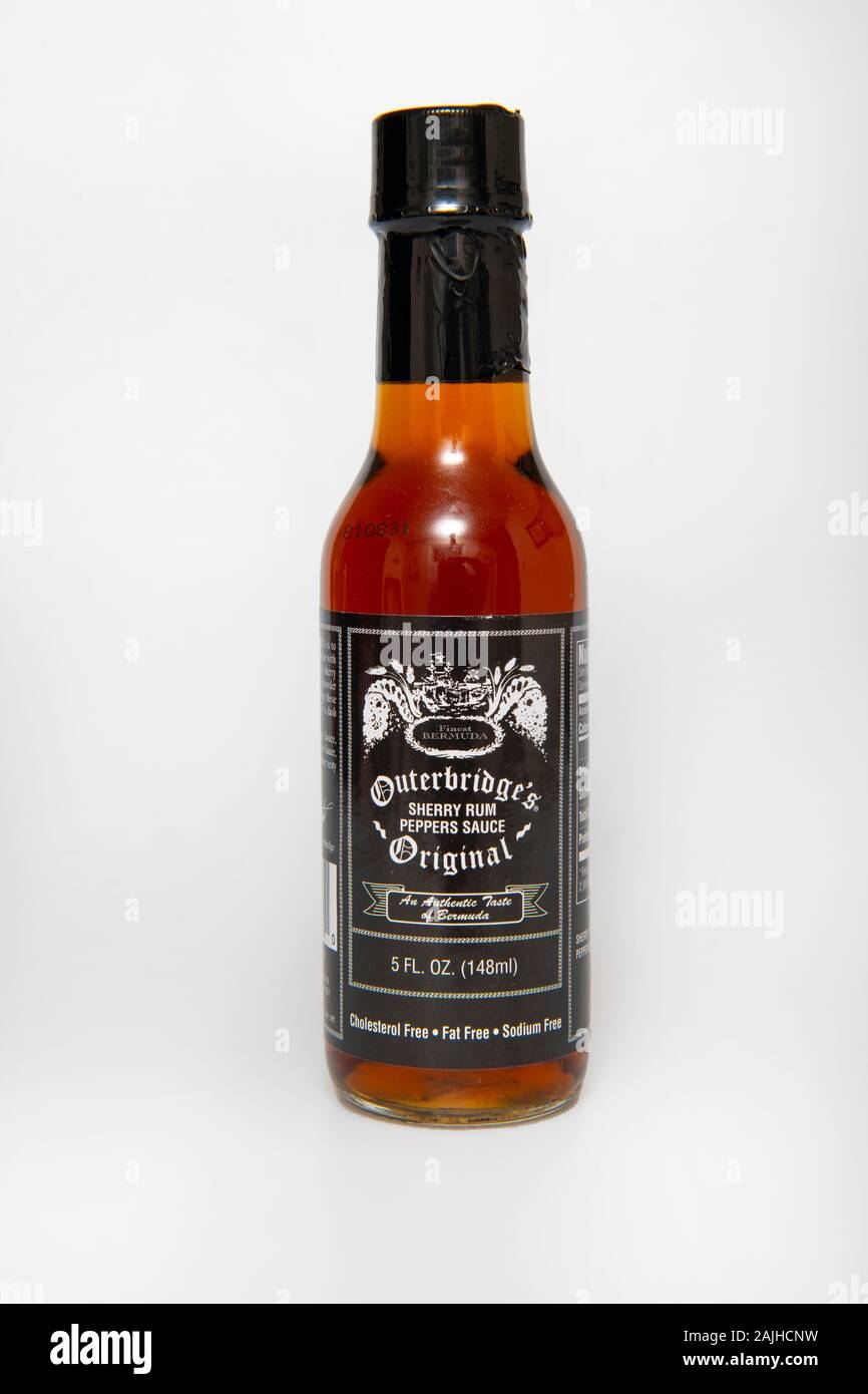 Essen Outerbridges Sherry Rum Pfeffer Sauce Original Bermuda Stockfoto