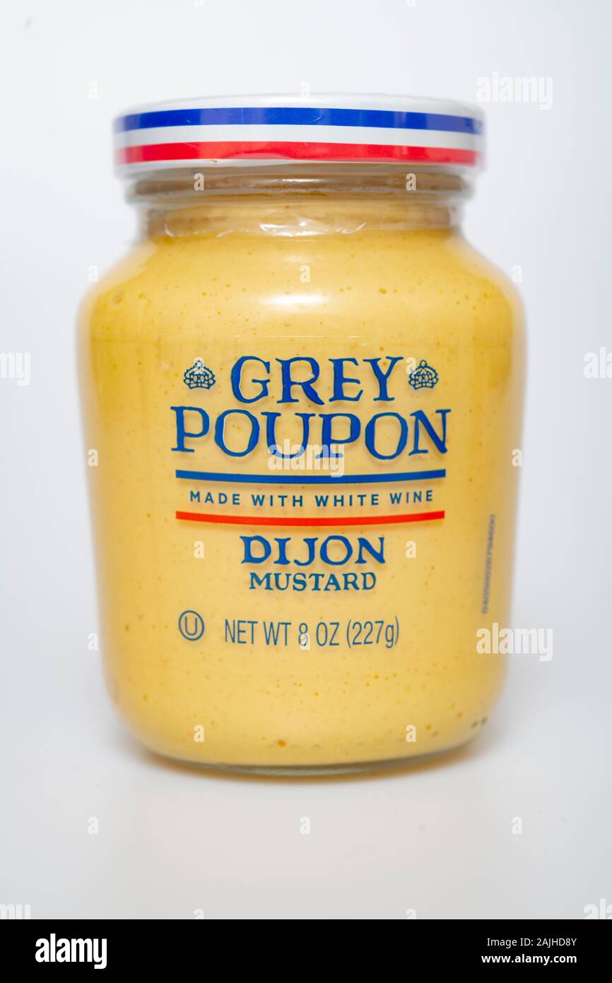 Teigwarensoße Grey Poupon Dijonsenf Frankreich Französische jar Stockfoto