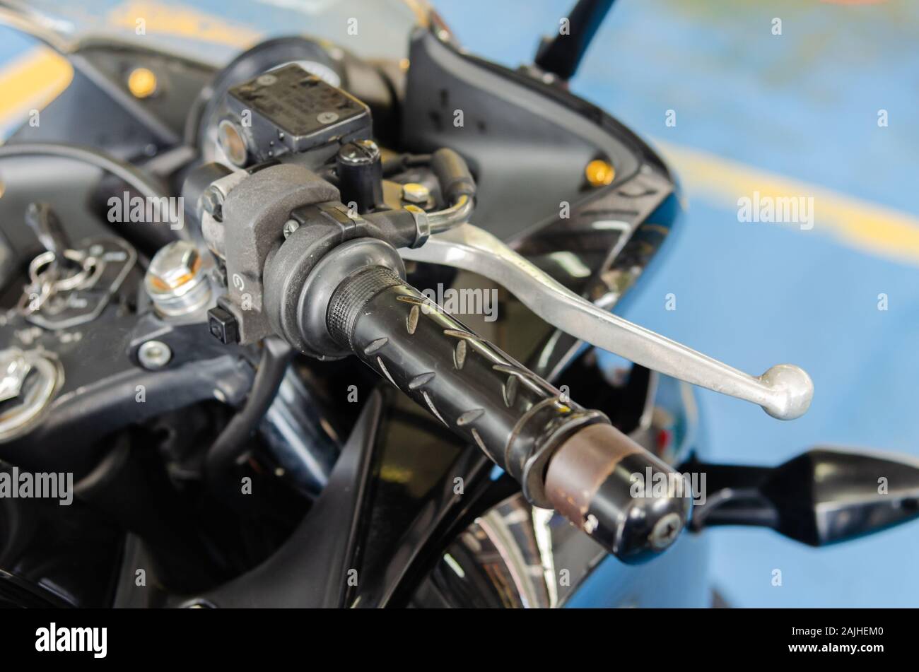 Bremse und Gaspedal Maschine Motorrad Stockfoto