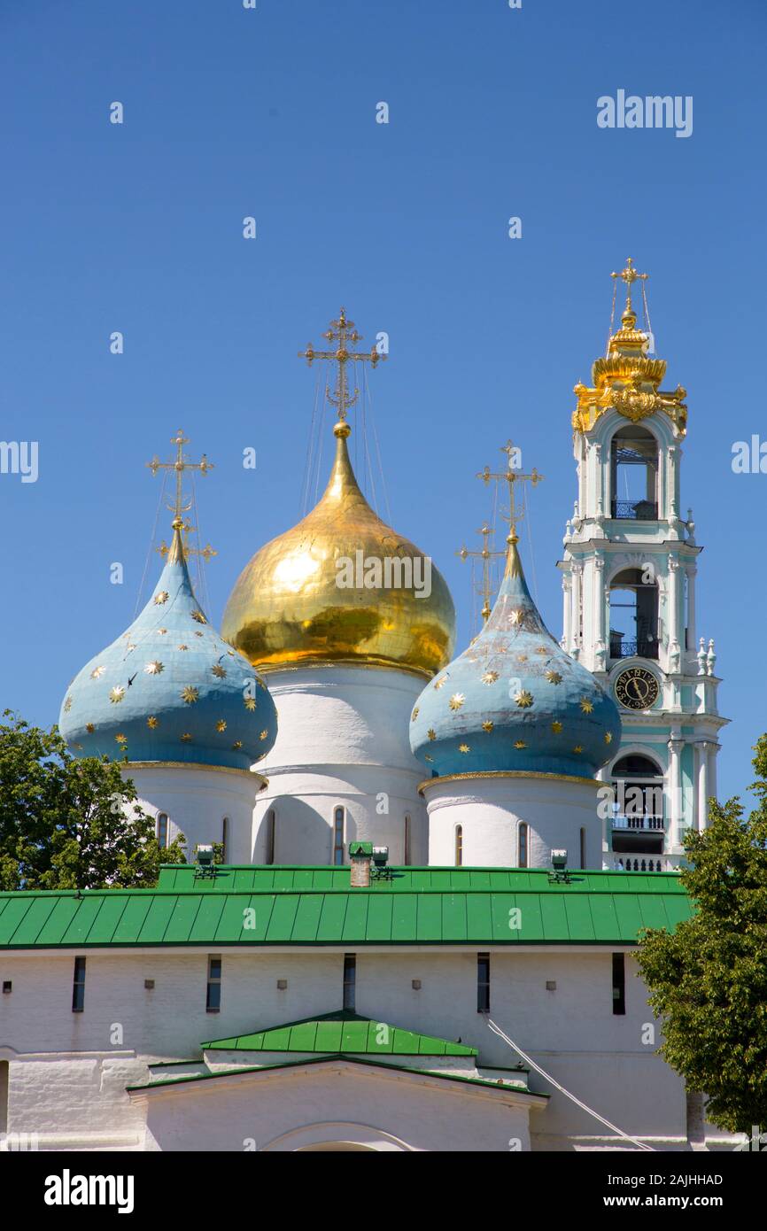 Heilige Mariä-Entschlafen Kathedrale der Heiligen Dreifaltigkeit St. Sergius Lavra, Sergiev Posad, Moskau, Russland Stockfoto