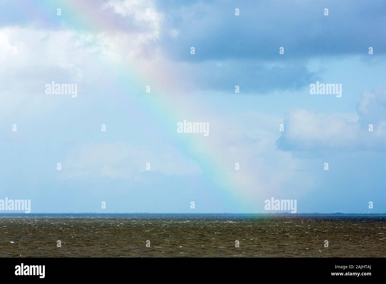 Wattenmeer, Flut, Himmel, Regenbogen, Keitum, Sylt Stockfoto
