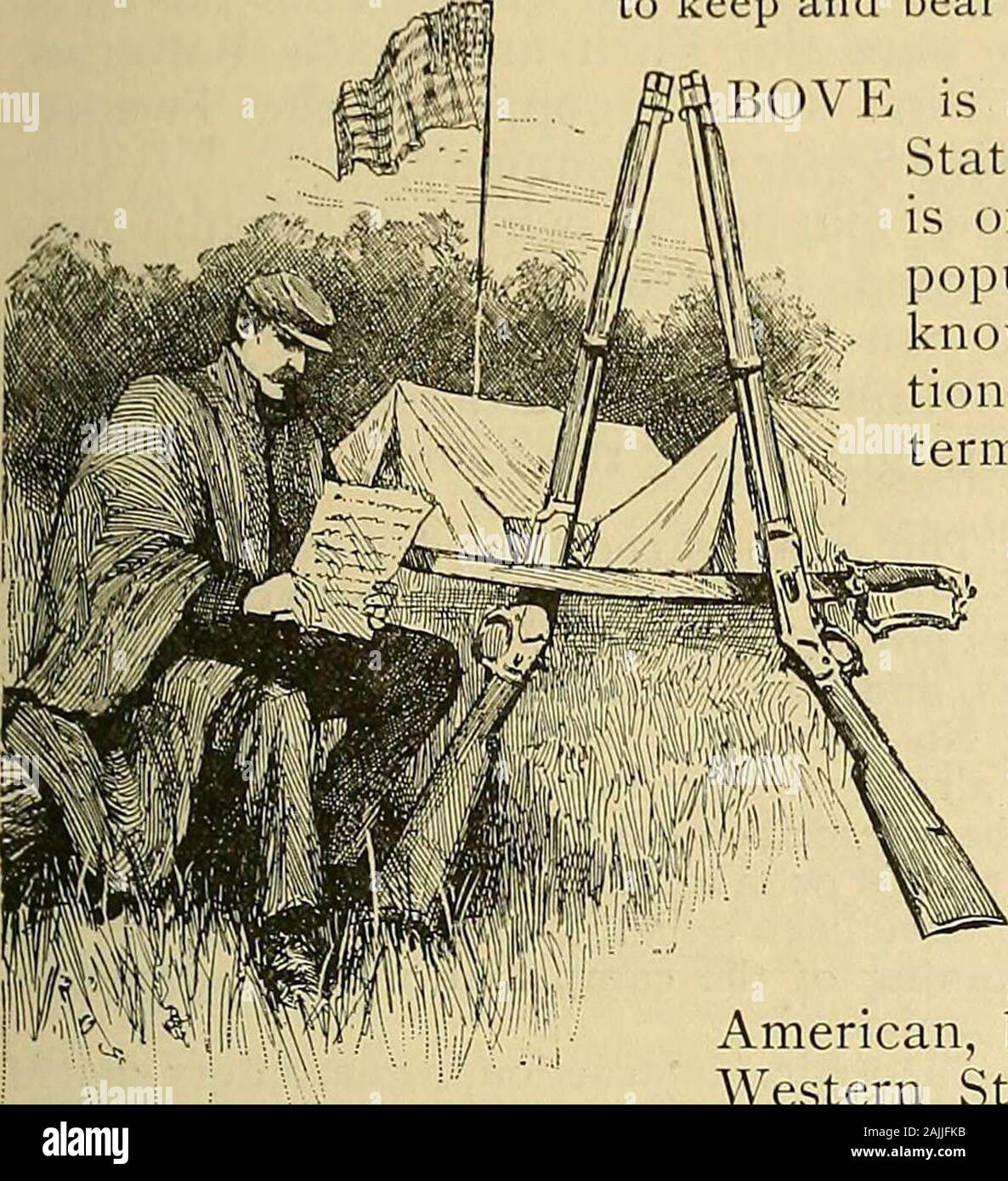 Outing. Vorzüge UND MÄNGEL DER NATIONALGARDE. Von W. R. HAMILTON.. mal ofcommon Jahre der eine gut regulierte Miliz zu Im eines freien Staates, das Recht des peopleto halten und Waffen tragen nicht verletzt werden. , BOVE ist die Klausel der Verfassung der USA, unter denen die Milizen der verschiedenen Statesis organisiert und besteht. Durch die Stimmung andpopular Genehmigung die Miliz ist jetzt generallyknown wie der National Guard. In einem constitu- nen Sinn ist es nicht eine Nationalgarde, aber theterm ist nicht irreführend, da durch die hohe reasonof Staat seine Org Stockfoto