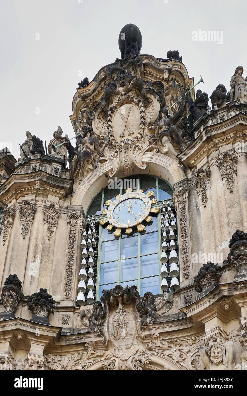 Zwinger Schloss Glockenspiel, Dresden, Deutschland Stockfoto