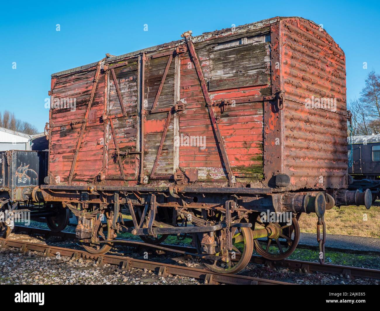 Old Atmospheric Railway Wagon, Fine Art Landscape, Didcot, Railway Center, Oxfordshire, England, Großbritannien, GB. Stockfoto