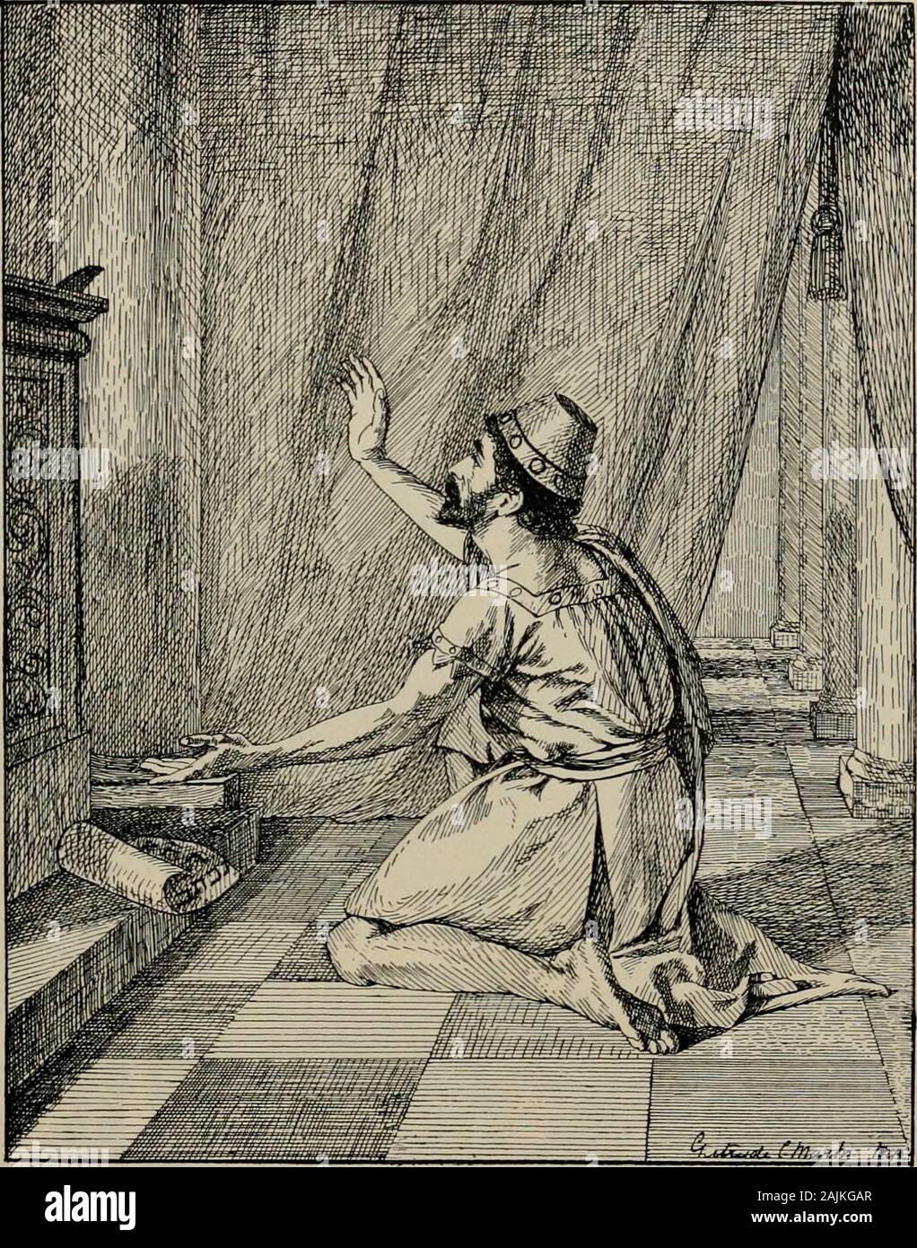 Die Kunst, Bibel, bestehend aus dem Alten und Neuen Testament: Mit zahlreichen Abbildungen. in meinen Ohren thereforewill ich lege Haken in deine Nase, und meine bridlein deine Lippen, und ich will dich wieder theway Du ernsthaft. 30 Und das sei dir ein Zeichen. Ihr shalleat dieses Jahr, was von selber; und zweite Jahr, was noch aus den Wurzeln wächst; im dritten Jahr säet und erntet, andplant Weinberge und esset ihre Früchte. 31 Und der Überrest, der thehouse Juda übriggeblieben ist, wird wieder wurzeln nach unten nehmen, und oben Frucht tragen. 32 Denn von Jerusalem werden Stockfoto