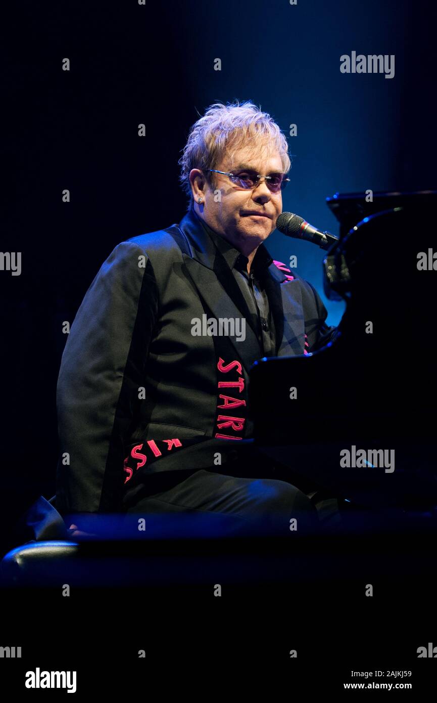Milano Italien, 29. September 2009, Live Konzert von Elton John am Mediolanum Forum von Assago: Elton John während des Konzerts Stockfoto
