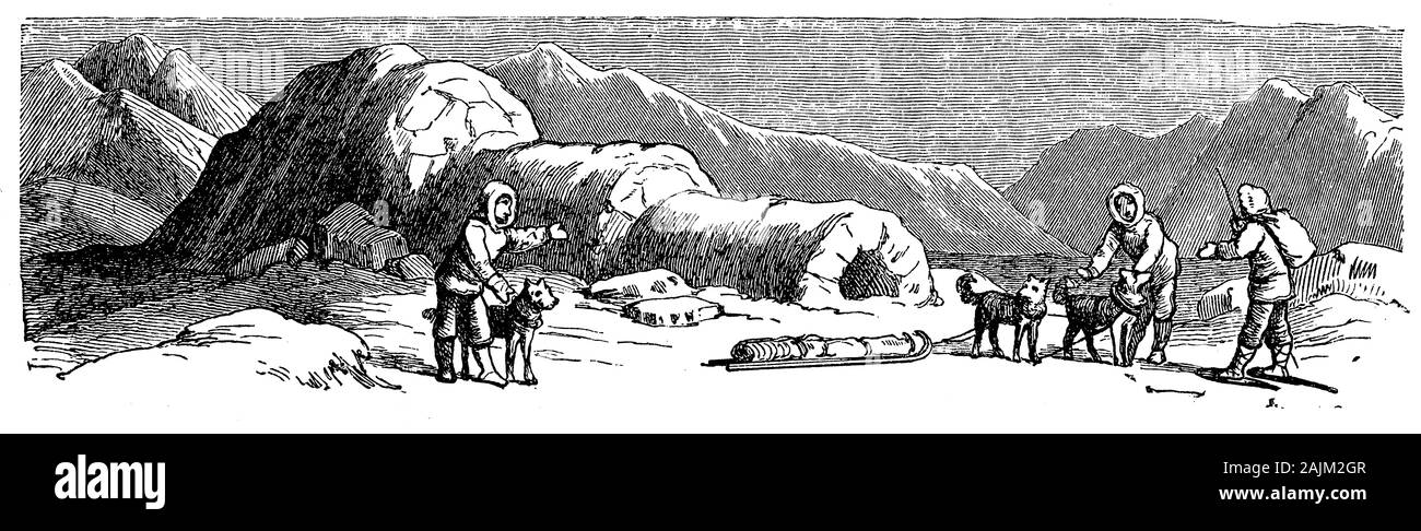 Das Iglu ist ein Haus oder eine vorübergehende Zuflucht in den arktischen Regionen von Blöcken der Schnee mit einer Kuppel und einen Tunnel für Eingang, die Luft im Schnee gefangen arbeitet als Isolator Stockfoto