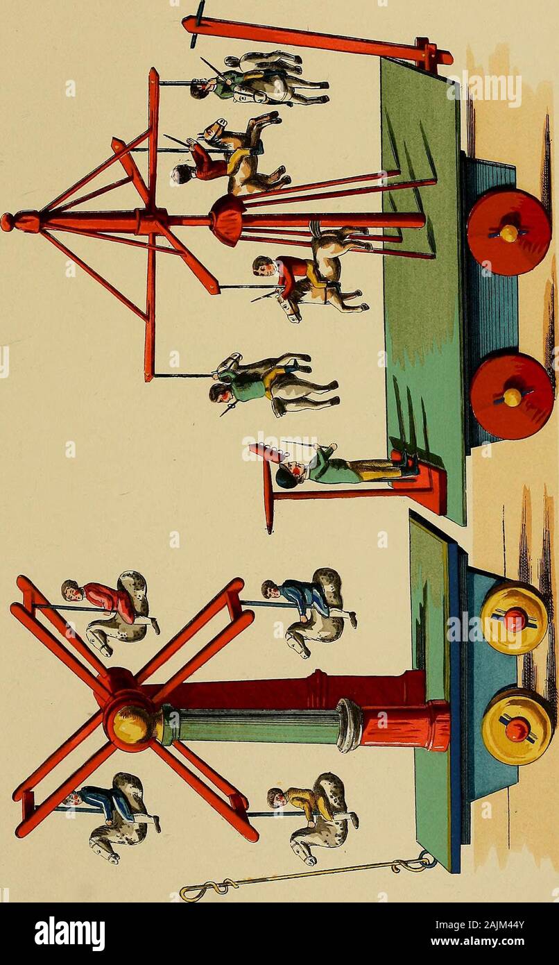 Histoire de Jouets: ouvrage contenant 250 Abbildungen dans le texte et 100 Gravures 50 planches hors Texte nicht coloriées à l'Aquarelle. LA BOUTIQUE DUN MARCHAND DE JOUETS DAPRÈS DN ALBIM DIMAGES DU SECOND EMPIRE. lExposition de 1855, par Ismayer, de Nürnberg; CE-Hersteller en avaitexposé de nombreux modèles, dune Fertigung fort régulière et nicht lesprix, des plus abordables, Lui permettaient de faire de nombreuses affairespour lexportation. Iv. - La course de Chevaux électriques. Un des jouets électriques qui, sous le règne de Louis XVI, eine EU-leplus de succès, est la Kurs des cbevau Stockfoto