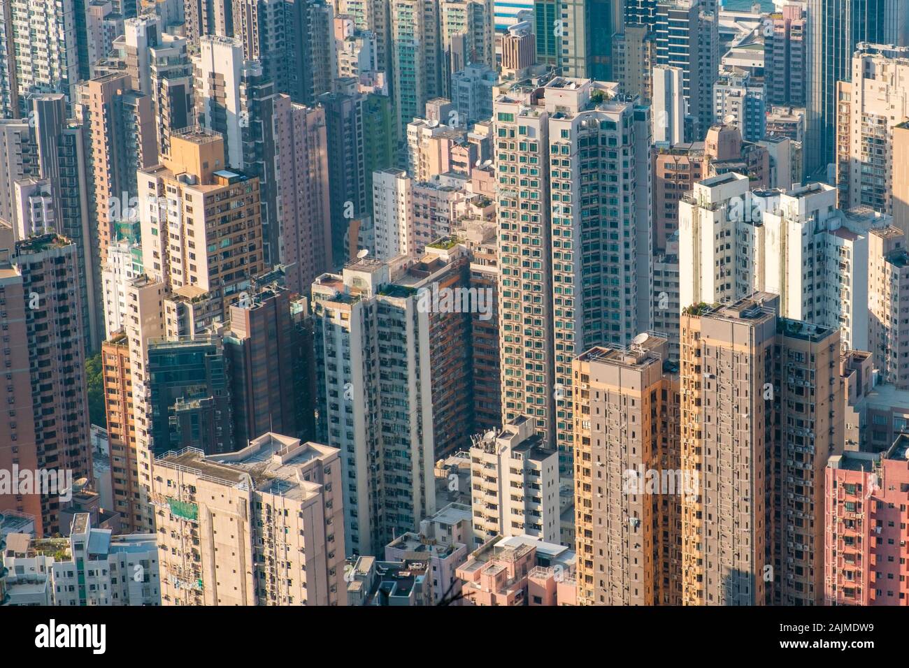 Stadt Antenne, Hochhaus Gebäude der Innenstadt von HongKong Stockfoto