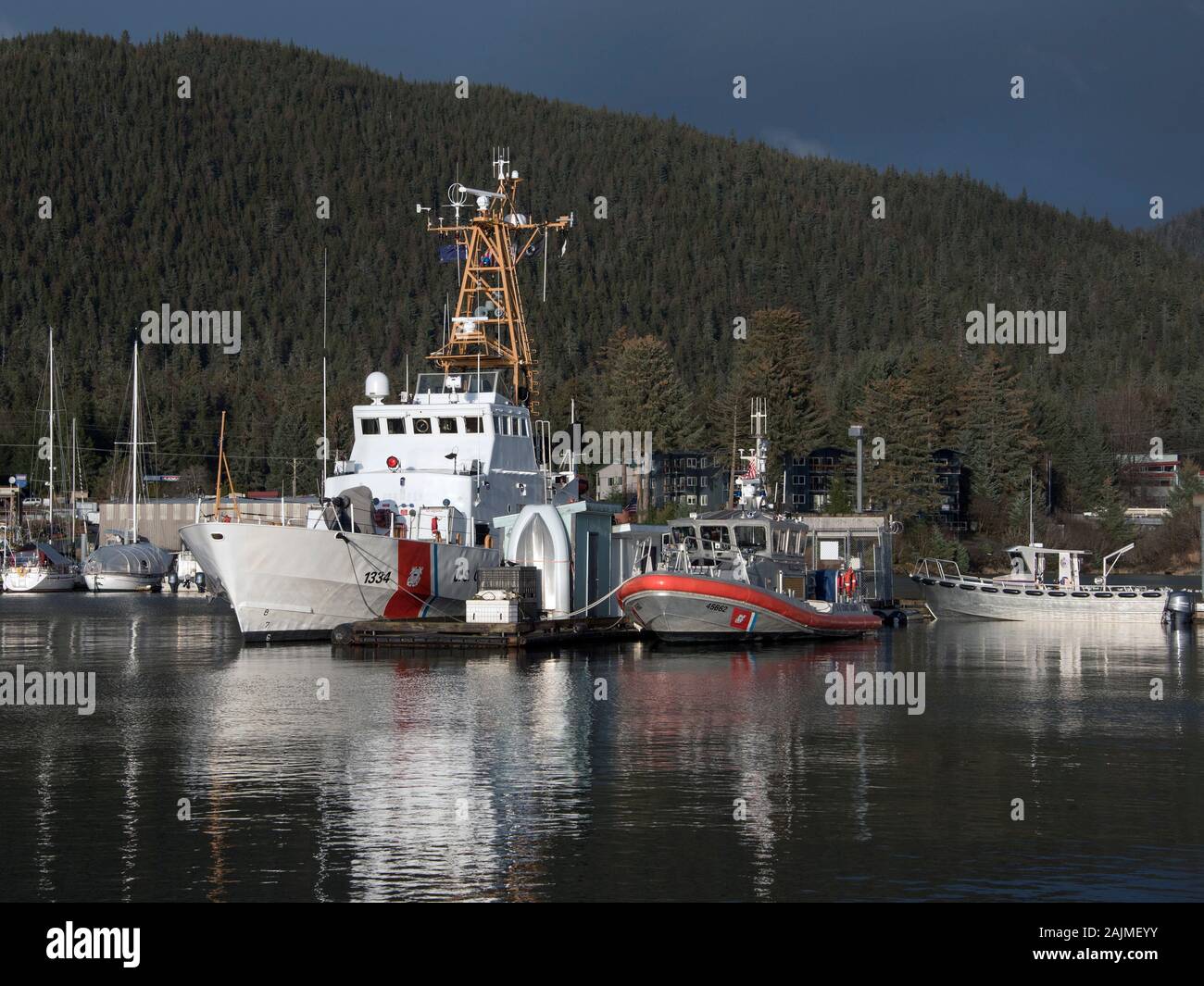 United States Coast Guard, Statter Hafen, Auke Bay, Juneau, Alaska. Stockfoto