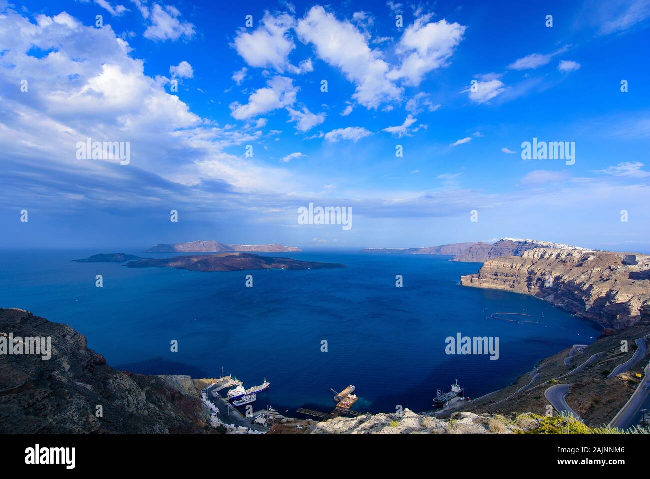 Blick auf die Ägäis von der Insel Santorin, Griechenland Stockfoto