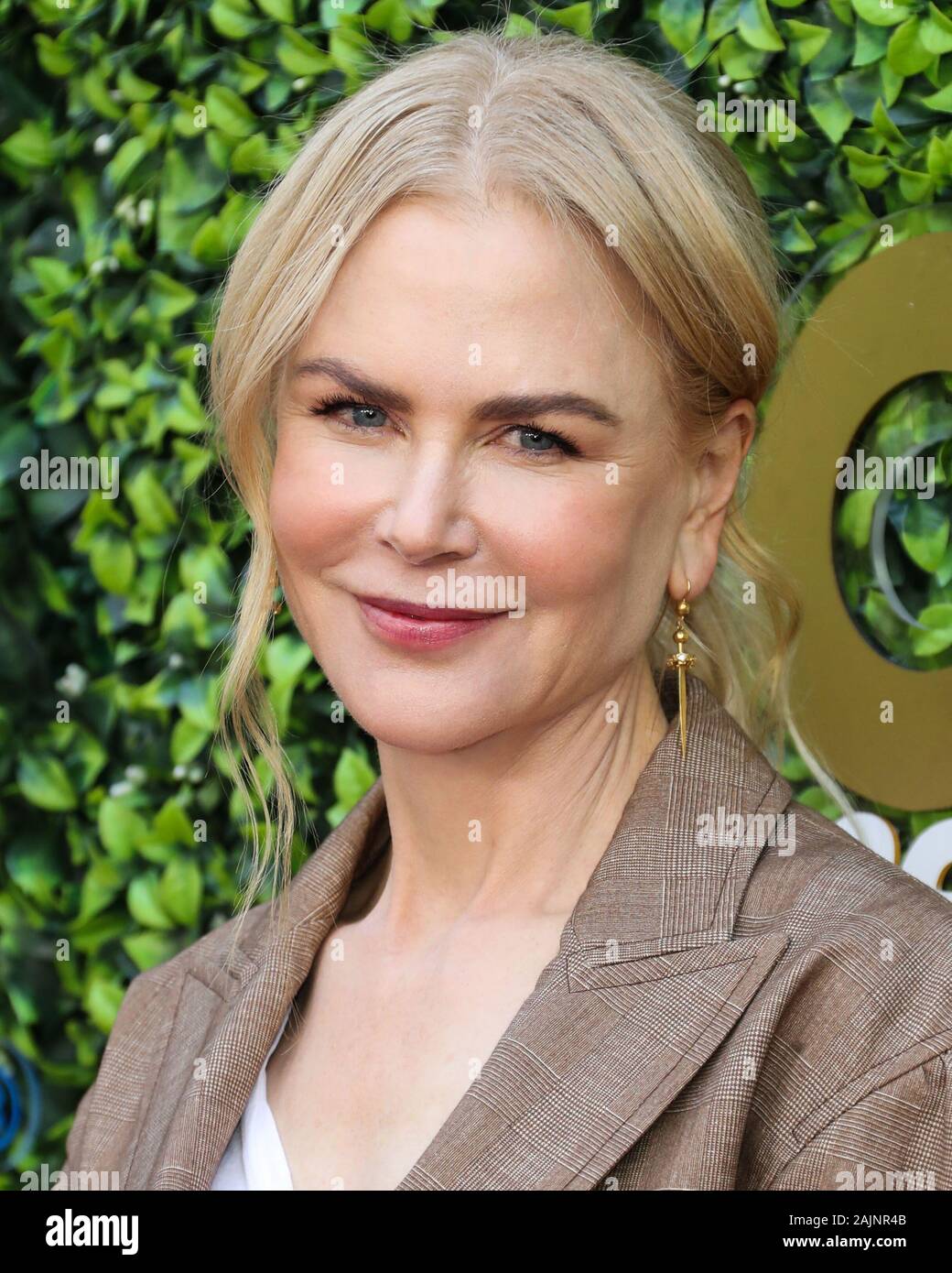 BEVERLY HILLS, LOS ANGELES, Kalifornien, USA - Januar 04: Schauspielerin Nicole Kidman tragen Chloe kommt an der 7. jährlichen Gold erfüllt die Goldenen Ereignis am Virginia Robinson Gärten und Immobilien am 4. Januar statt, 2020 in Beverly Hills, Los Angeles, Kalifornien, USA. (Foto von Xavier Collin/Image Press Agency) Stockfoto