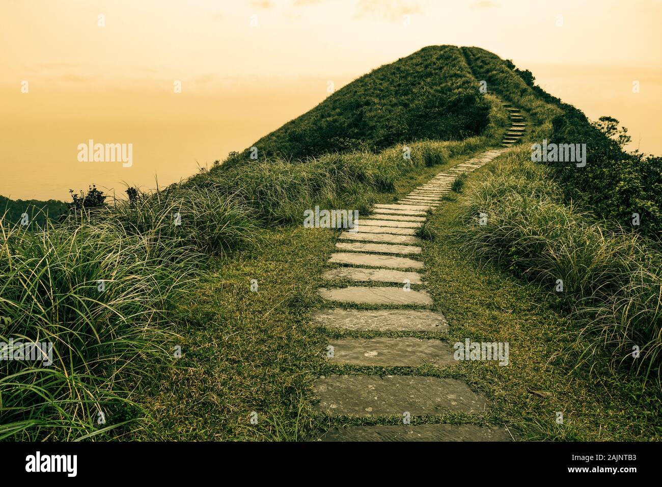 Märchen landschaft und Stepping-stone-Pfad über einen Hügel am Horizont an der Valley Trail Taoyuan in Taiwan Stockfoto