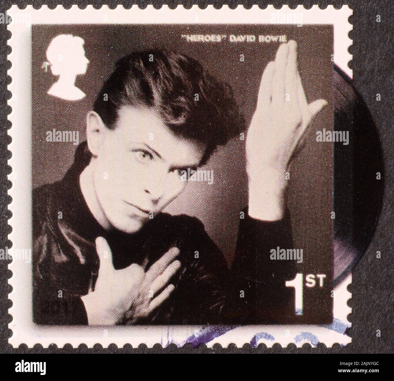 Cover of Heroes von David Bowie auf Briefmarke Stockfoto