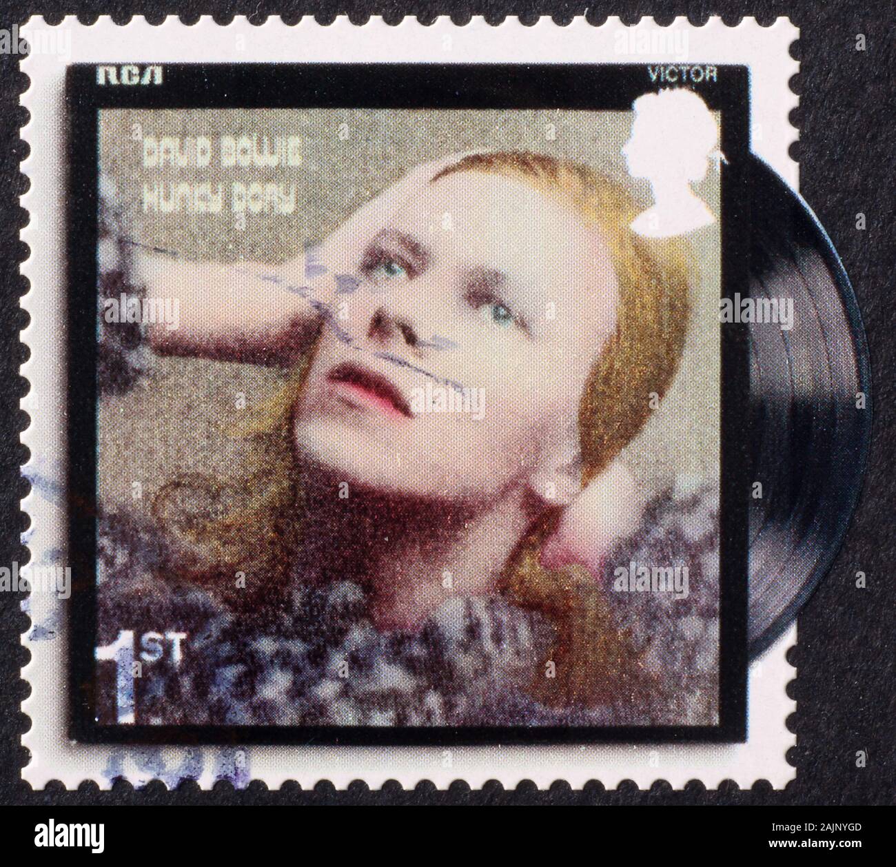 Cover von Hunky Dory von David Bowie auf Stempel Stockfoto