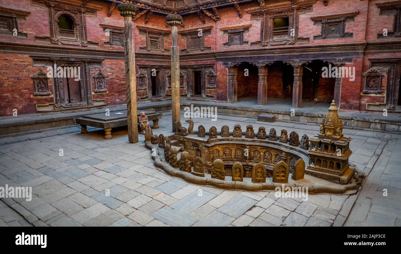 Innenhof des Tempels in Patan Durban Square, in der Nähe von Kathmandu, Nepal Stockfoto