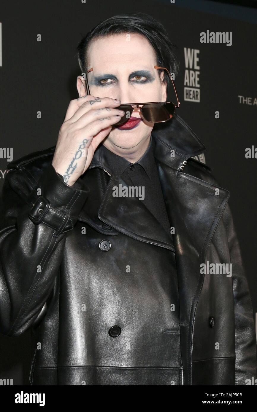 Januar 4, 2020 Los Angeles, CA, USA: LOS ANGELES - JAN 4: Marilyn Manson auf die Kunst der Elysium Gala - Ankunft im Hollywood Palladium am 4. Januar 2020 in Los Angeles, CA (Credit Bild: © Kay Blake/ZUMA Draht) Stockfoto