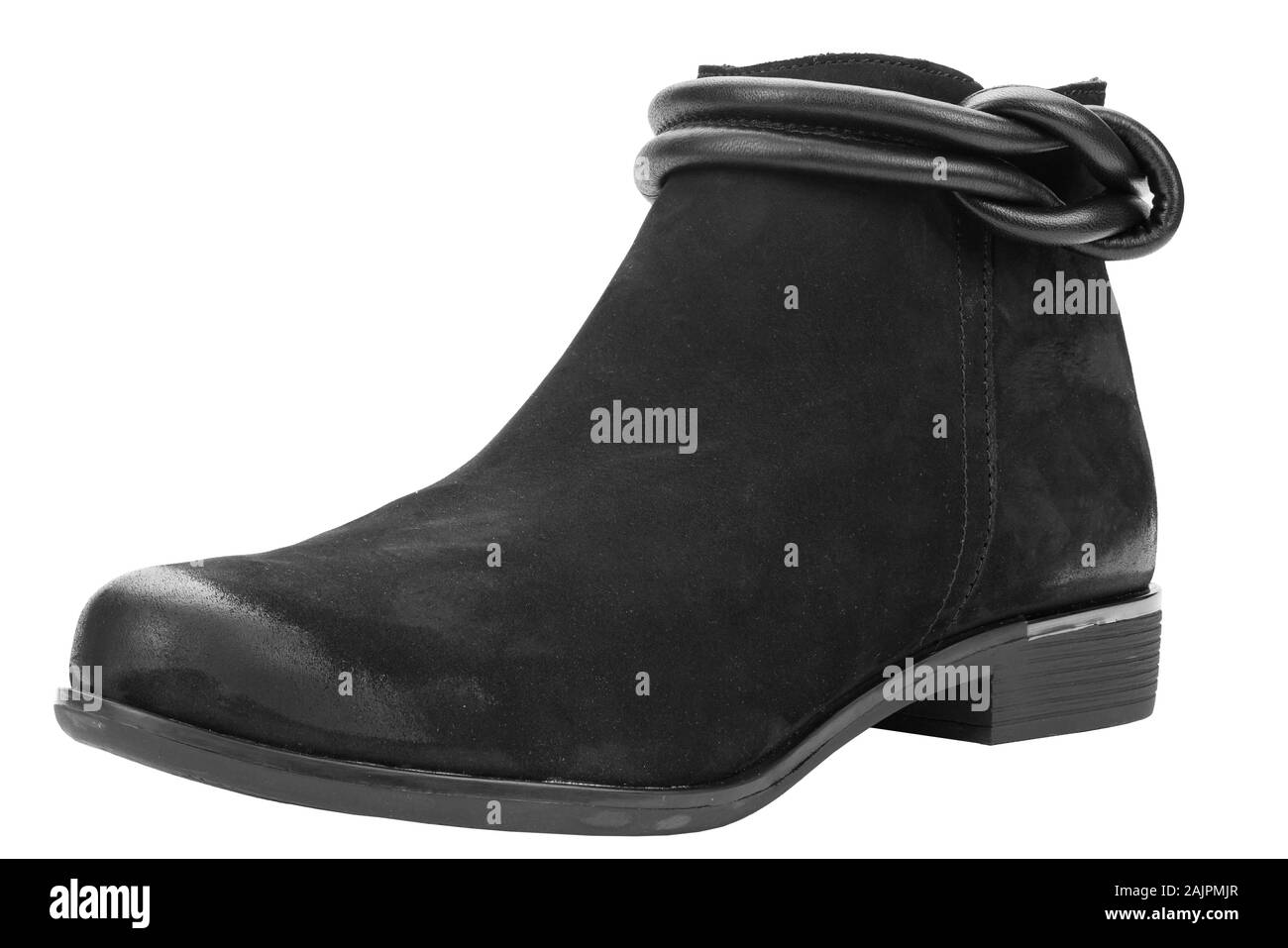 Frauen herbst Wildleder Stiefel auf weißem Hintergrund. Datei enthält Freistellungspfad Stockfoto