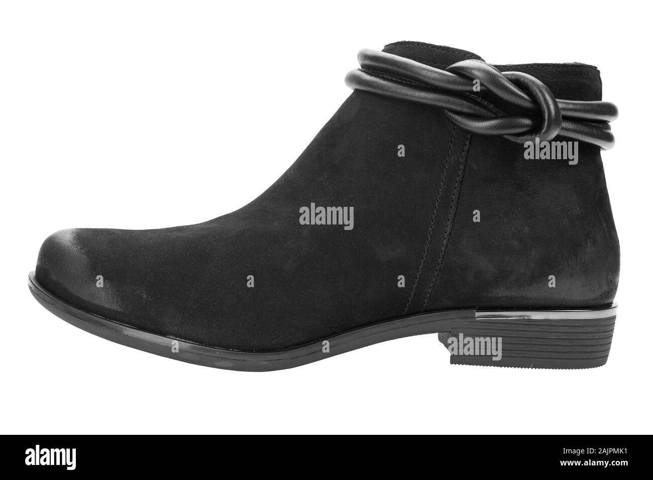 Frauen herbst Wildleder Stiefel auf weißem Hintergrund. Datei enthält Freistellungspfad Stockfoto