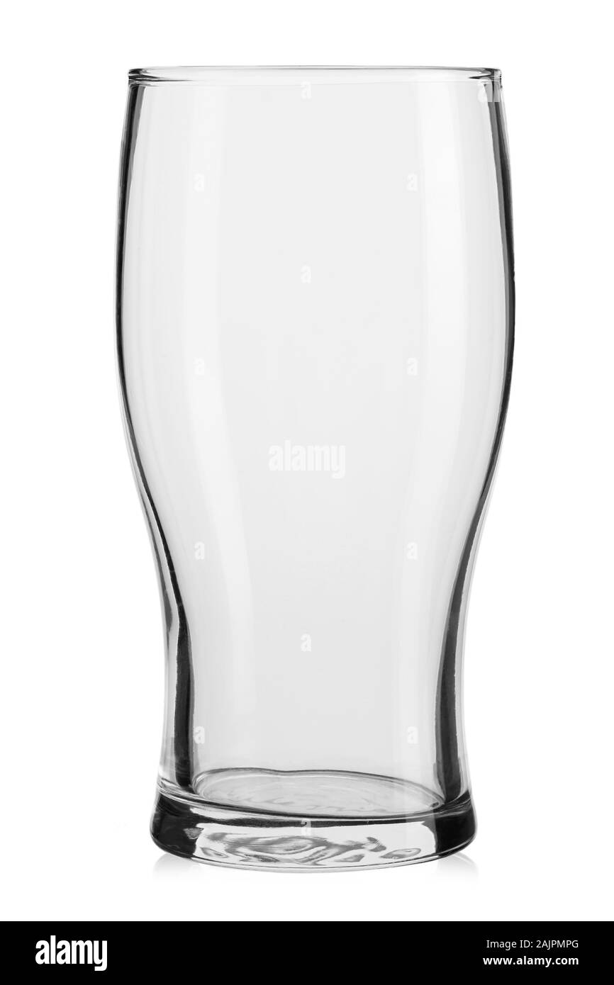 Leere Bier Glas. Auf einem weißen Hintergrund. Feld mit Freistellungspfaden. Stockfoto