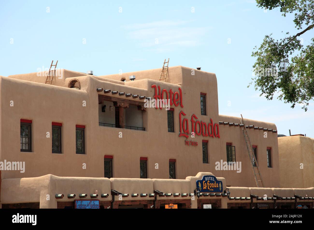 La Fonda Hotel, Taos Plaza, Historisches Viertel, Taos, New Mexico, USA Stockfoto