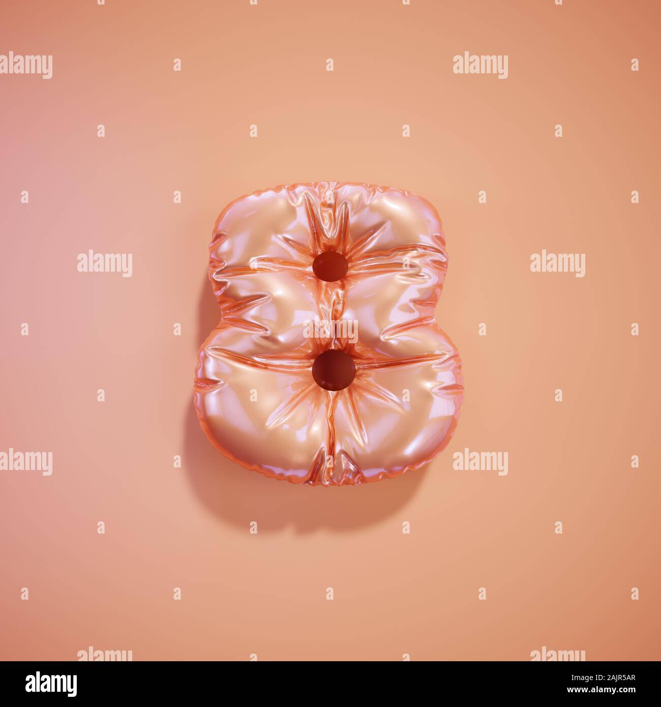 Englische Alphabet pink Balloon Ziffer font Anzahl Zeichen 8 Acht auf rosa Hintergrund. Valentine Urlaub und Bildung Konzept. 3D-Rendering krank Stockfoto