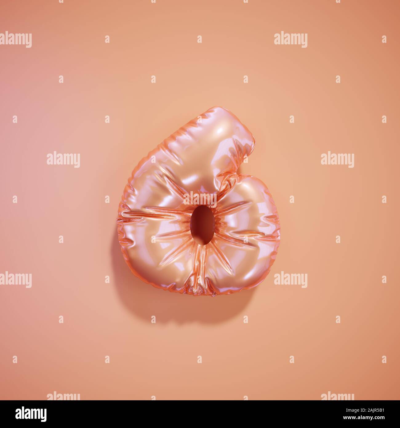 Englische Alphabet pink Balloon Ziffer font Anzahl Zeichen 6 auf rosa Hintergrund. Valentine Urlaub und Bildung Konzept. 3D-rendering Illus Stockfoto