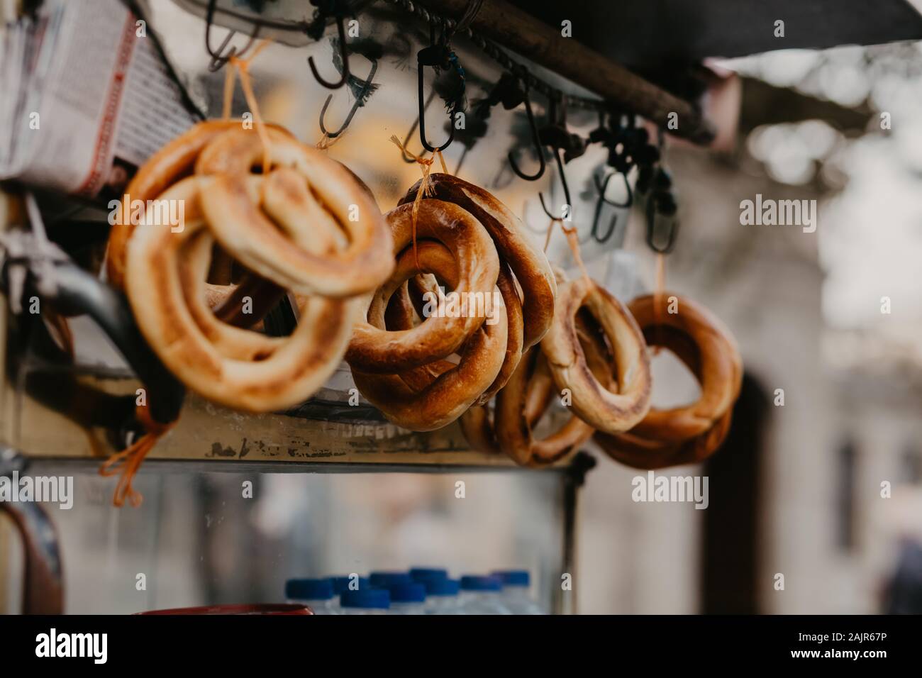 Türkischen simits Bagels ohne Sesam Stockfoto