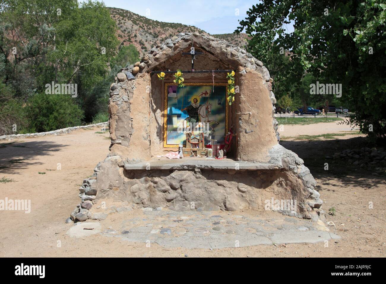 Schrein, Santuario de Chimayo, Lourdes of America, Kirche, religiöse Pilgerstätte, Chimayo, New Mexico, USA Stockfoto
