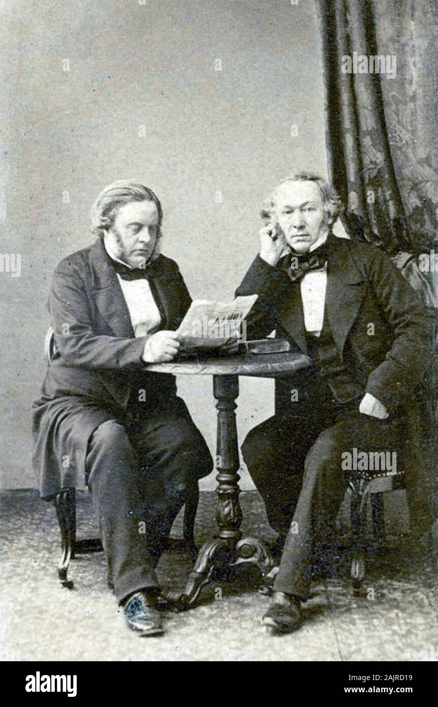 JOHN BRIGHT englischen Liberalen Staatsmann an mit seinem Freund Richard Cobden über 1846 Links Stockfoto