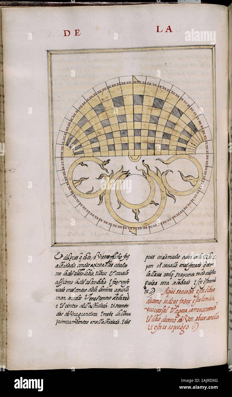 MS HI1-FOL 103 V-COPIA DEL LIBRO DEL SABER DE ASTRONOMIA -1276 - MARCO DE JUAN HONORATO DE 1562. Autor: Alfons X. von Kastilien. Lage: MONASTERIO - BIBLIOTECA - coleccion. SAN LORENZO DEL ESCORIAL. MADRID. Spanien. Stockfoto