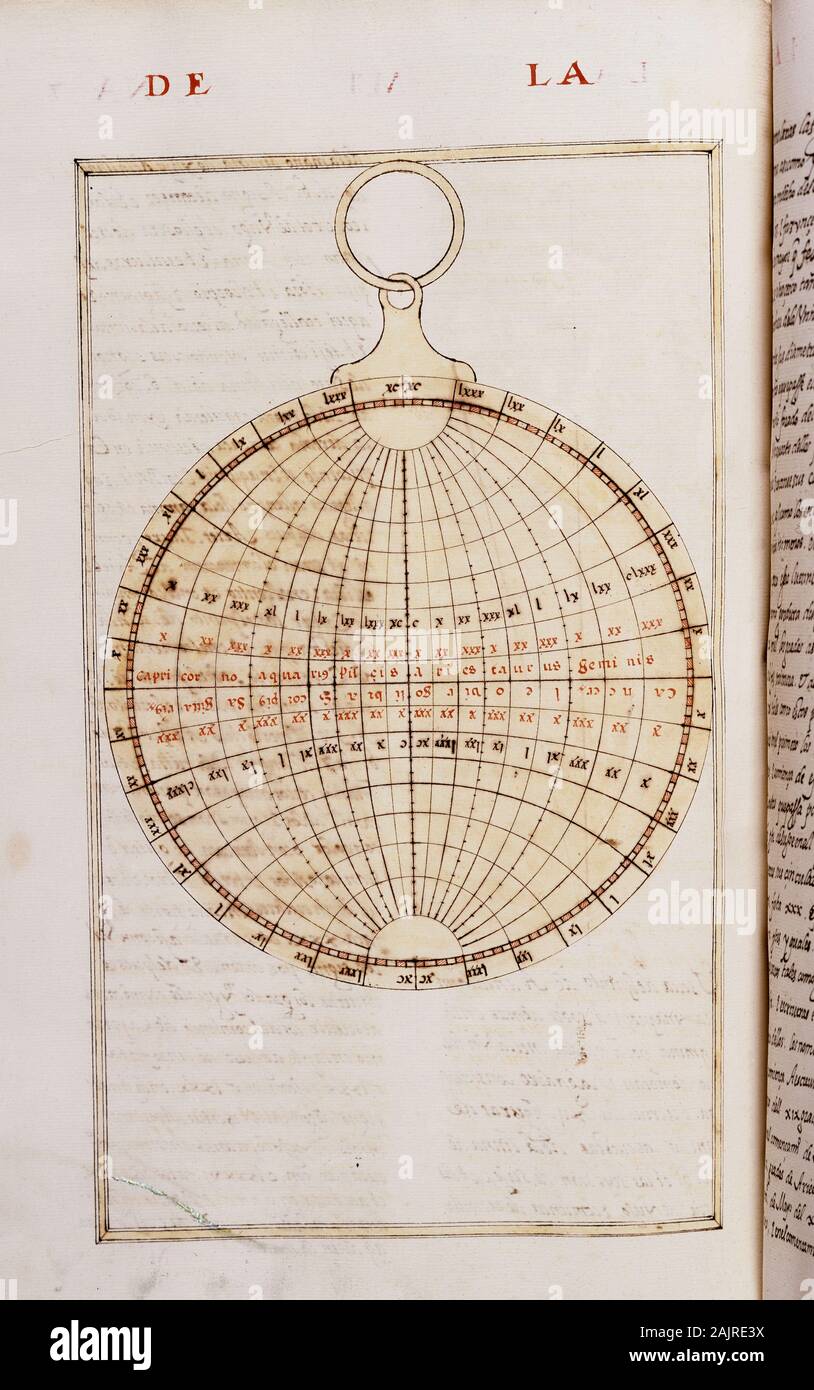 MS HI1-FOL 100-COPIA DEL LIBRO DEL SABER DE ASTRONOMIA -1276 MARCO DE JUAN HONORATO DE 1562. Autor: Alfons X. von Kastilien. Lage: MONASTERIO - BIBLIOTECA - coleccion. SAN LORENZO DEL ESCORIAL. MADRID. Spanien. Stockfoto