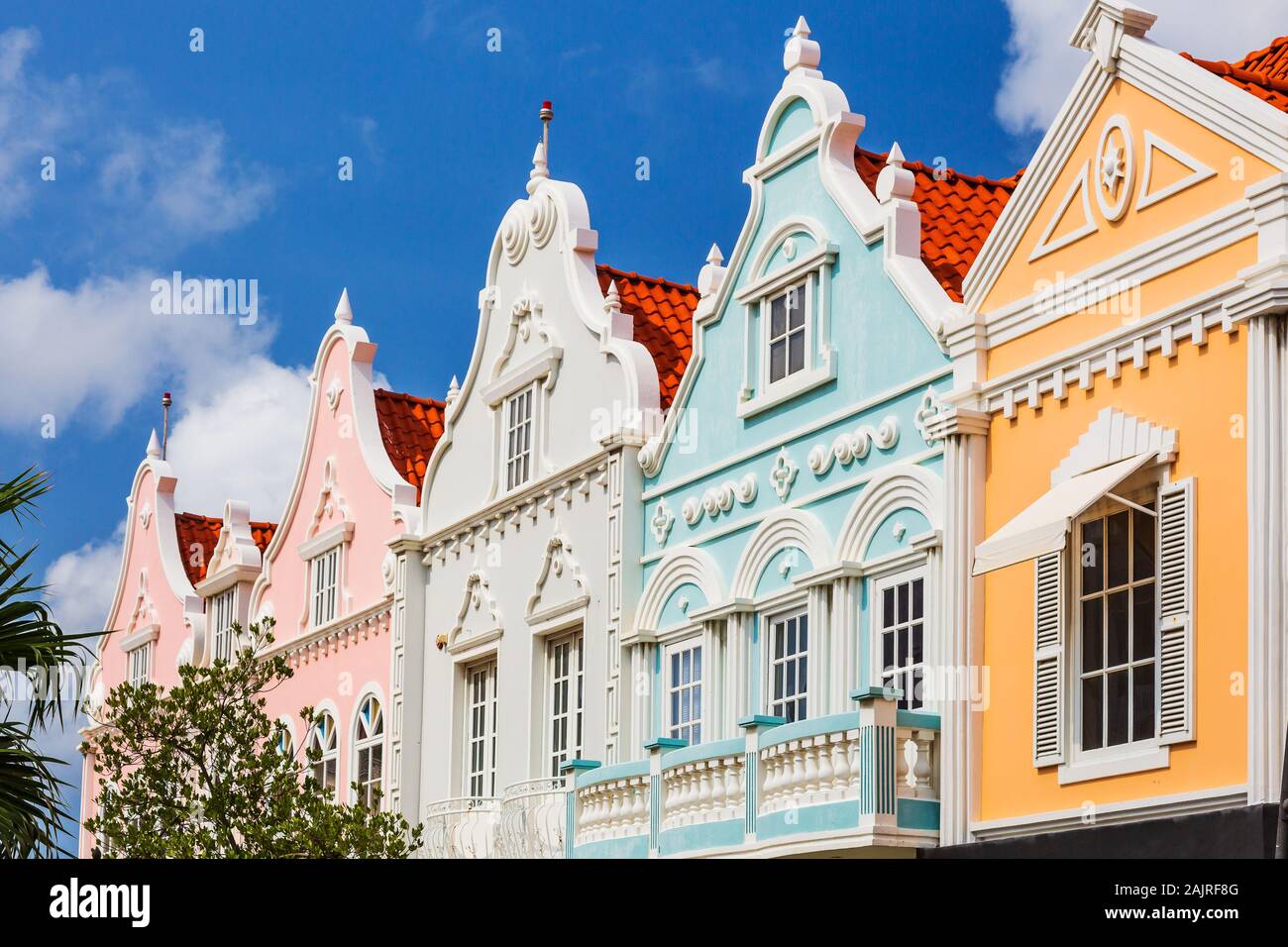 Aruba, Niederländische Antillen. Details der Altstadt Architektur. Stockfoto