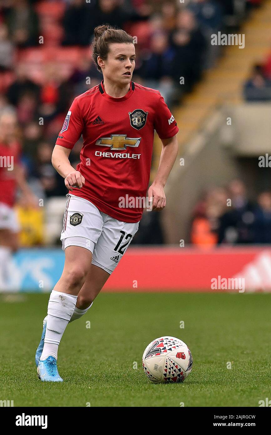 Leigh, UK. 05 Jan, 2020. LEIGH, ENGLAND - 5. Januar Hayley Ladd von Manchester United Frauen während Super das Barclays FA Women's League Spiel zwischen Manchester United und Bristol City bei Leigh Sport Stadion, Leigh am Sonntag, den 5. Januar 2020. (Credit: Eddie Garvey | MI Nachrichten) das Fotografieren dürfen nur für Zeitung und/oder Zeitschrift redaktionelle Zwecke verwendet werden, eine Lizenz für die gewerbliche Nutzung Kreditkarte erforderlich: MI Nachrichten & Sport/Alamy leben Nachrichten Stockfoto