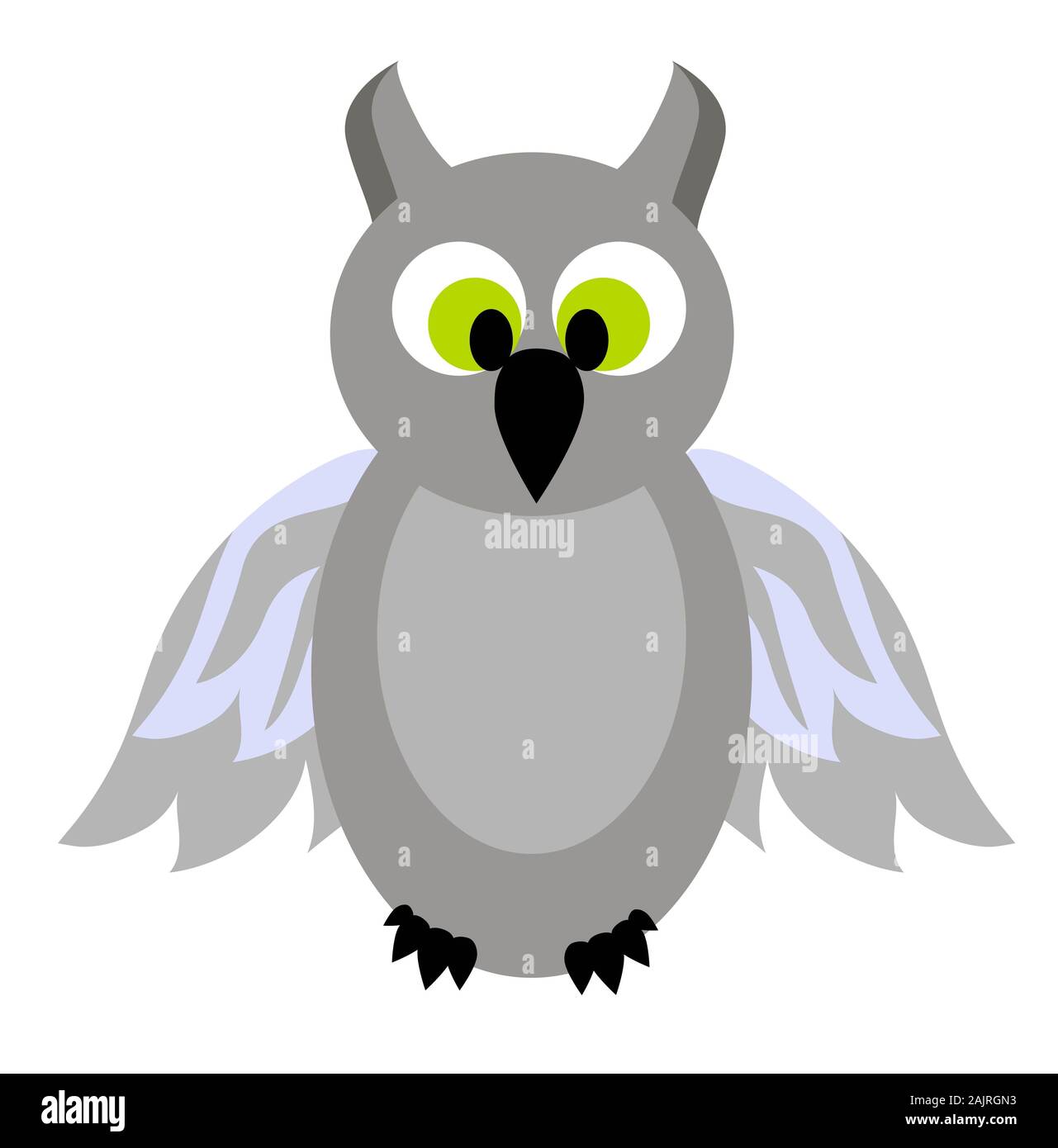 Eule Abbildung auf weißem Hintergrund. Stockfoto