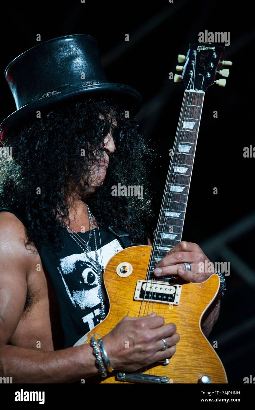 Mailand Italien vom 28. Juli 2011, Live Konzert von Slash in der Arena Civica: Schrägstrich während des Konzerts Stockfoto