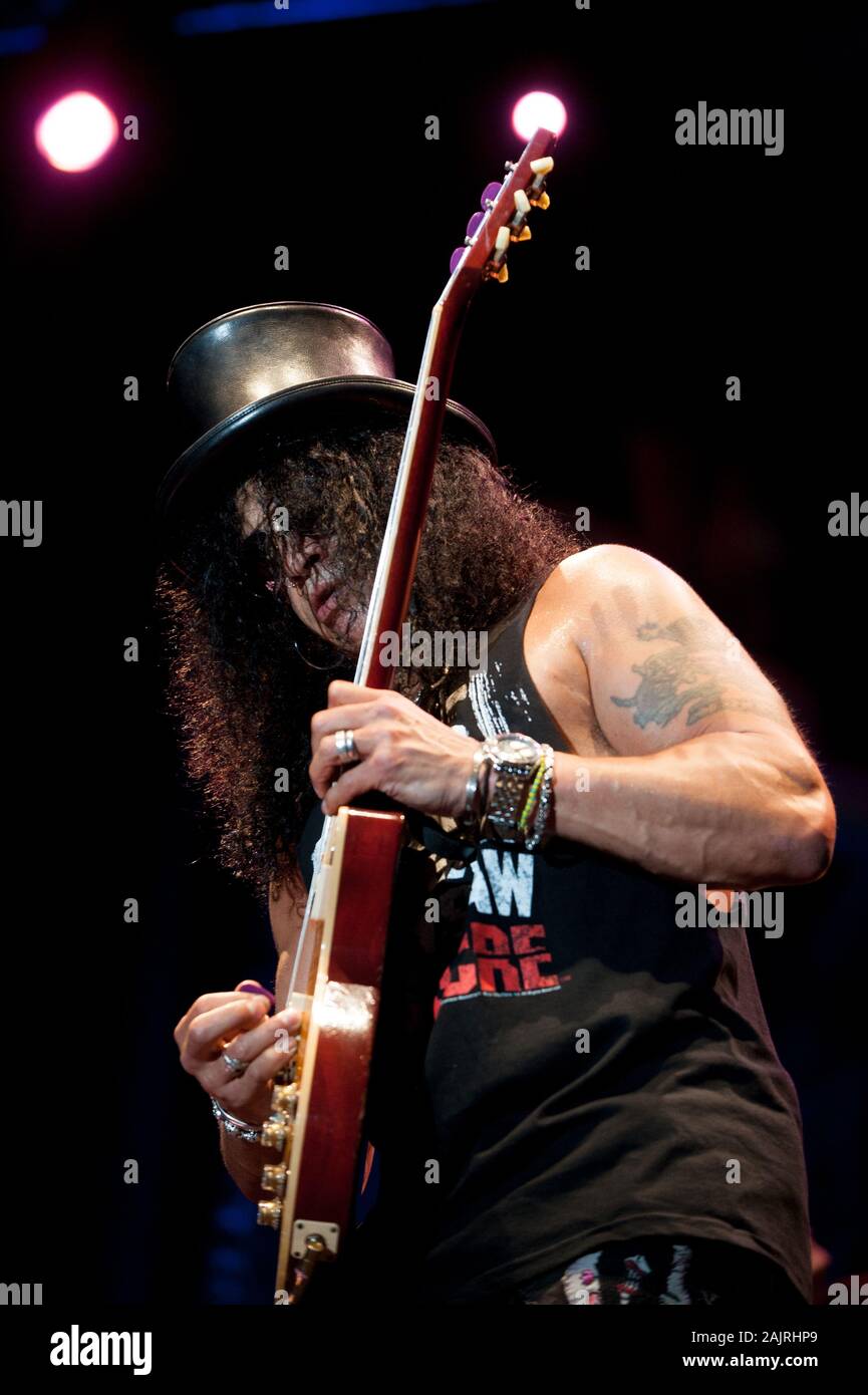 Mailand Italien vom 28. Juli 2011, Live Konzert von Slash in der Arena Civica: Schrägstrich während des Konzerts Stockfoto