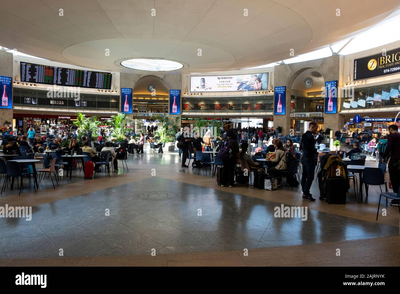 Passagierhalle des Flughafens Ben Gurion, Tel Aviv, Israel Stockfoto