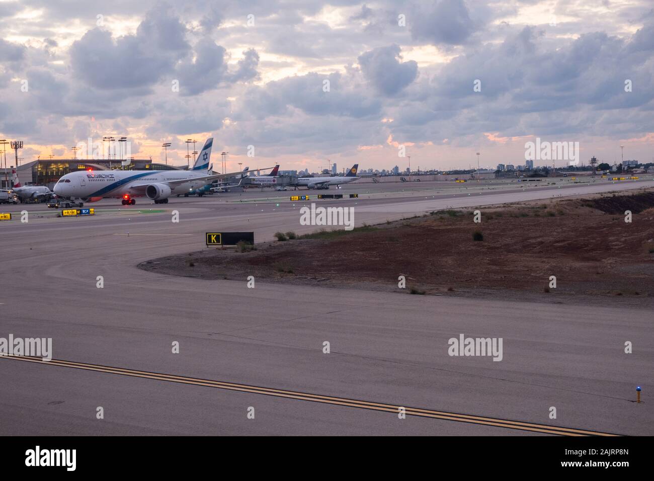 El Al Israel Airlines Boeing in Tel Aviv, internationaler Flughafen Ben-Gurion Stockfoto
