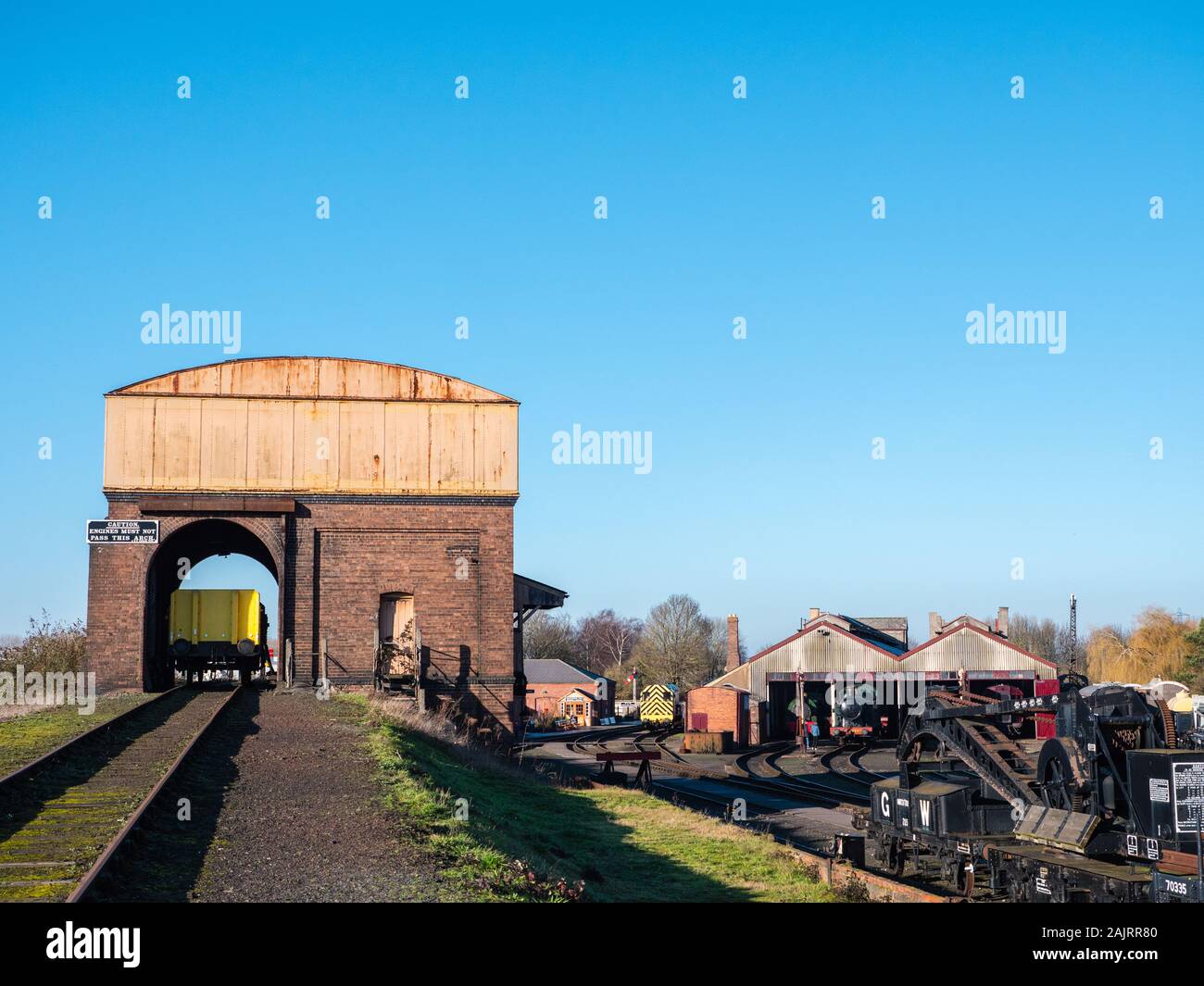 Kohle Bühne für die Versorgung mit Wasser und Cole, Didcot Railway Centre, Didcot, Oxfordshire, England, UK, GB. Stockfoto