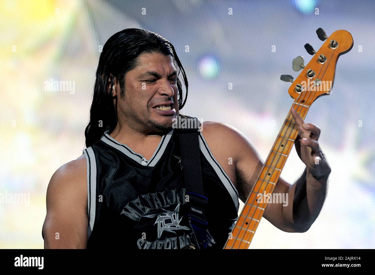 Mailand, Italien, 06. Juli 2011, Live Konzert der "Big 4" an der "Arena Concerti Fiera Milano': Der Bassist Robert Trujillo von Metallica band, während des Konzerts Stockfoto