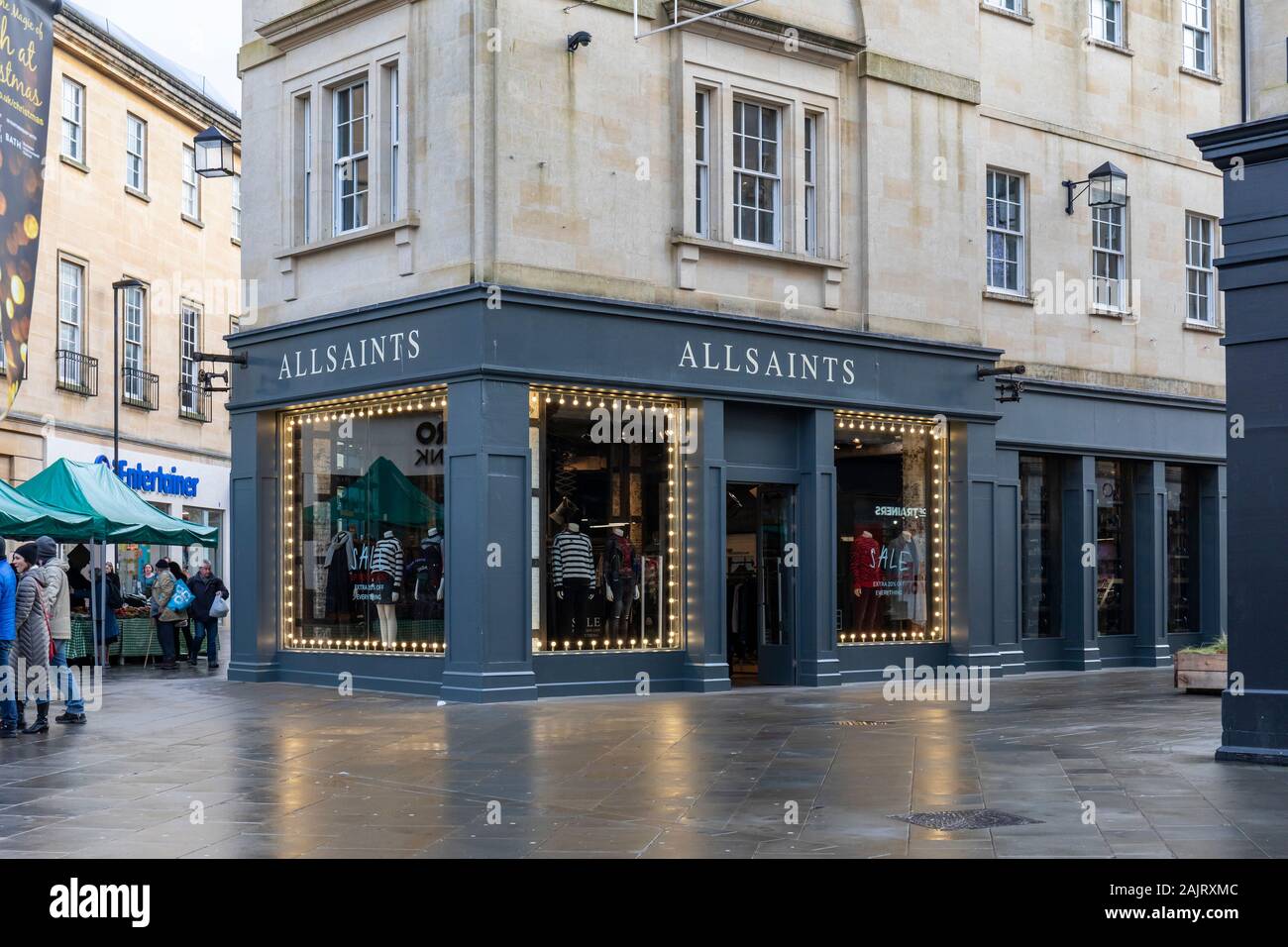 AllSaints, Southgate Einkaufszentrum, Badewanne, Somerset, Großbritannien Stockfoto