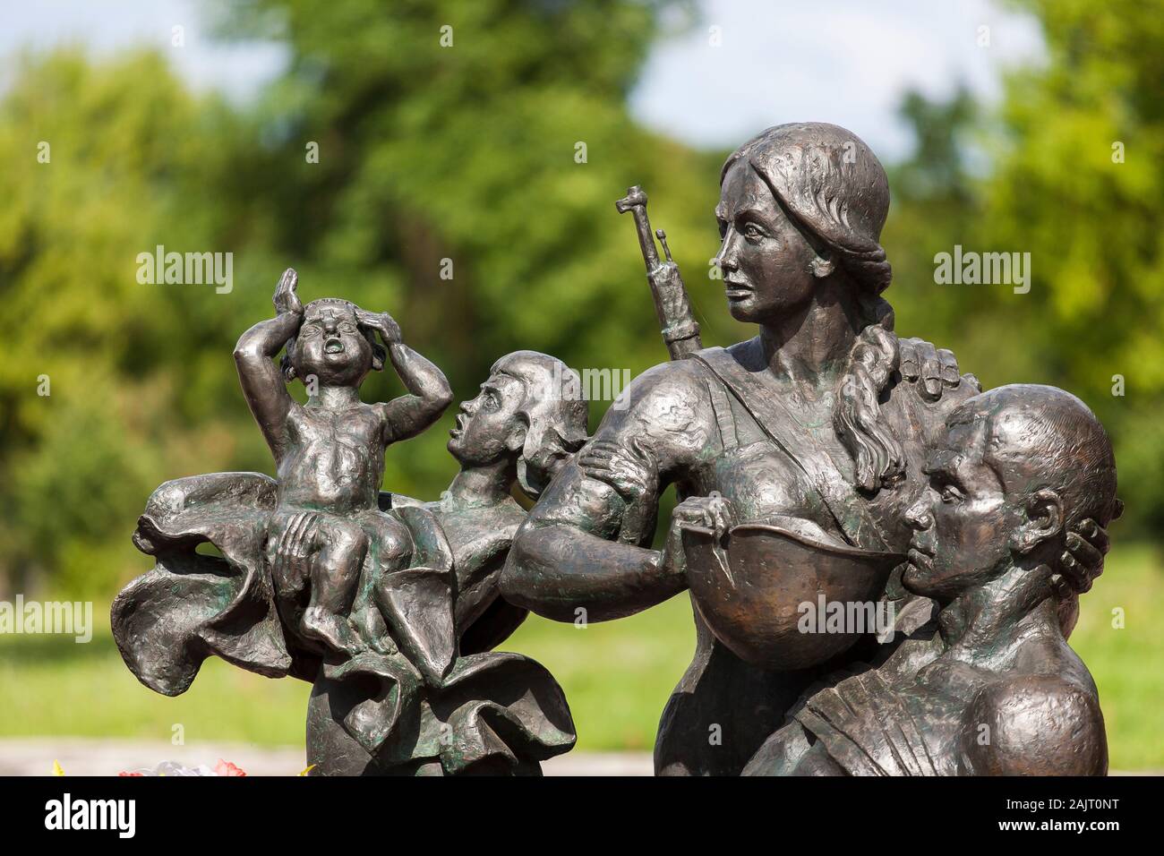 Ein Denkmal für die gefallenen Verteidiger der Festung Brest zeigt heldenhafte Soldaten und Ehefrauen, die die nationale Ehre verteidigen. Brest. Weißrussland Stockfoto
