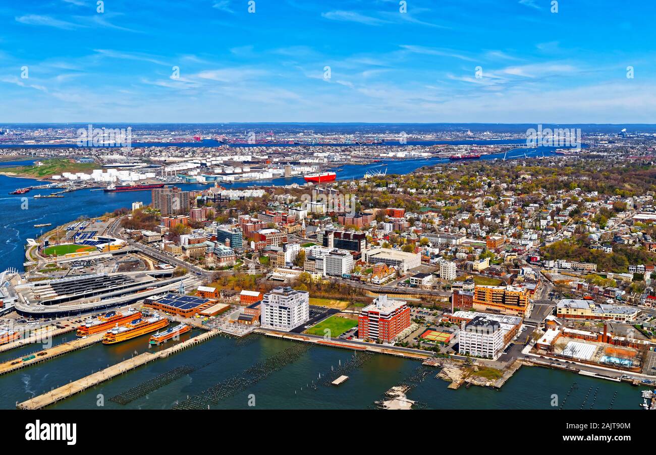 Luftaufnahme von Port Newark in Bayonne reflex Stockfoto