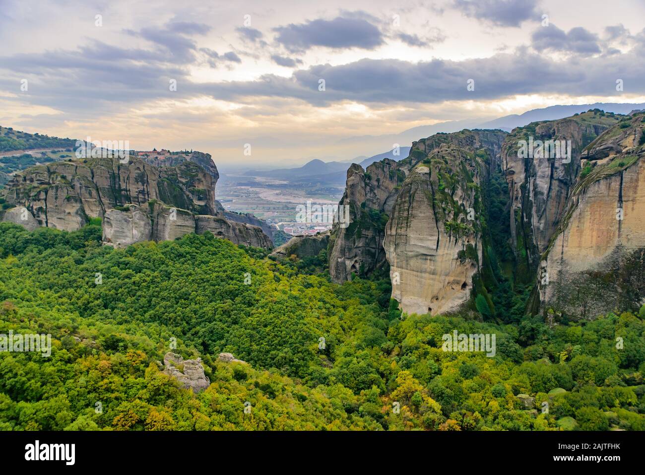 Landschaft von Felsen in Meteora, Griechenland Stockfoto