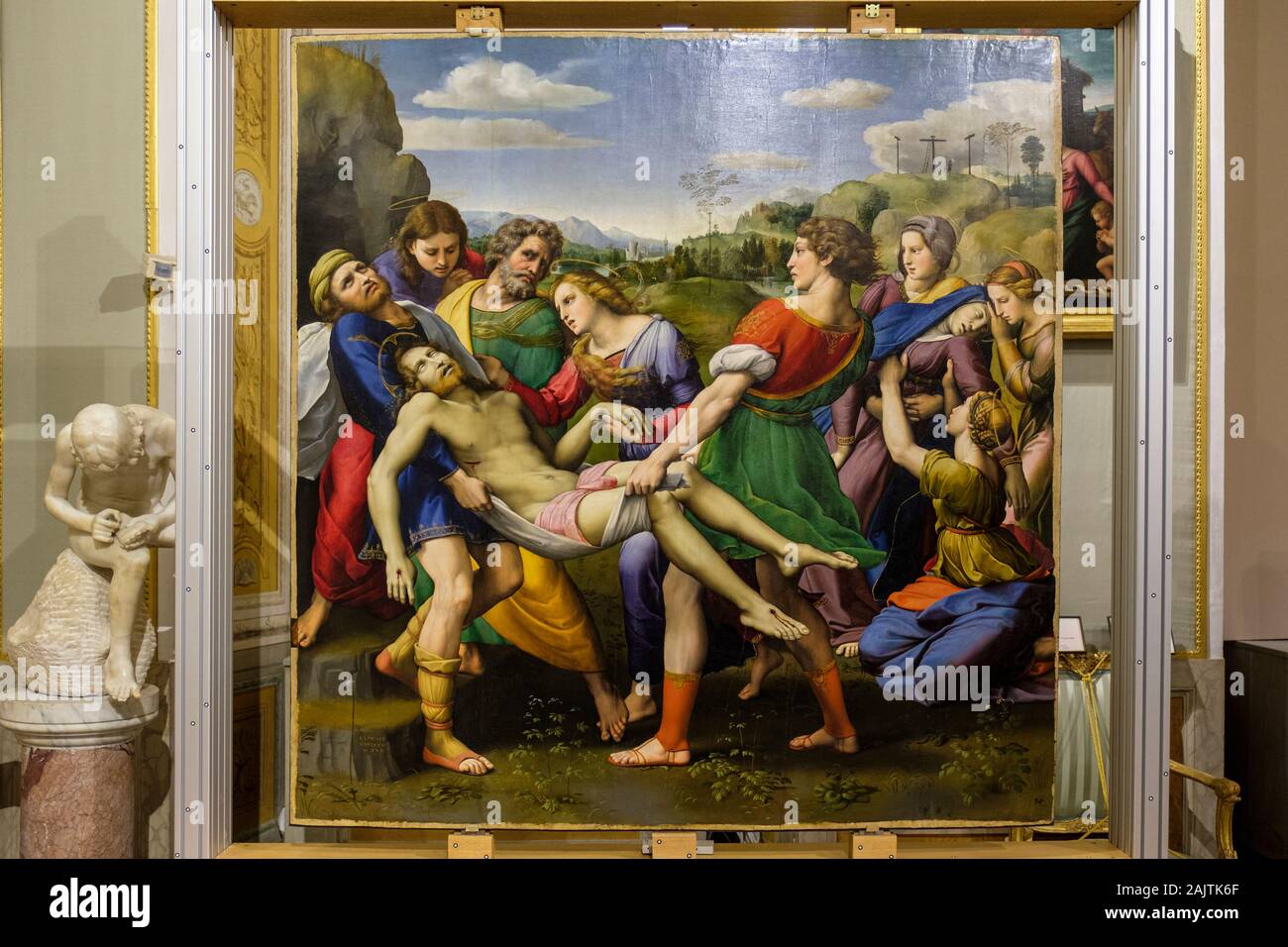 Italienische Kunst, die Ablagerung des Christus Renaissance Malerei, von Raffaello Sanzio da Urbino, Raffael, Galleria Borghese Museum, Rom, Italien Stockfoto