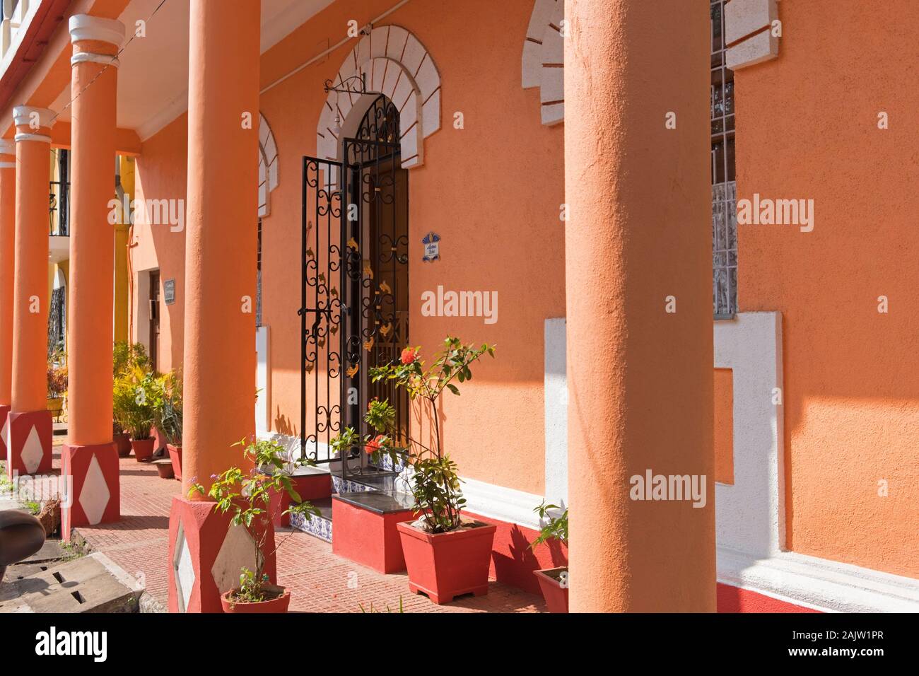 Buntes Haus Fontainhas Panjim Goa Indien Stockfoto