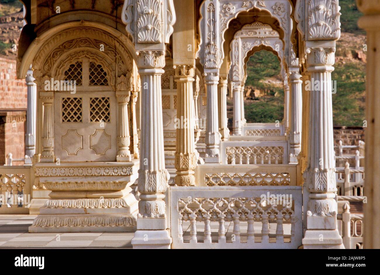 Detail von Jaswant Thanda, die marmornen Denkmal von Maharaja Jaswant Singh 2. Stockfoto