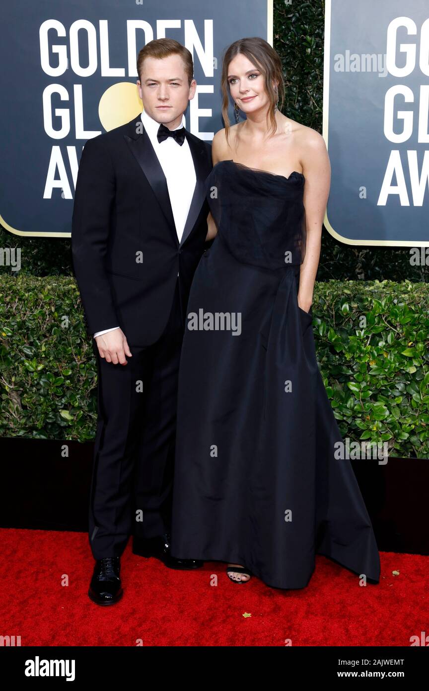 Beverly Hills, USA. 05 Jan, 2020. Taron Egerton und Emily Thomas die Teilnahme an der 77. jährlichen Golden Globe Awards im Beverly Hilton Hotel am 5. Januar 2020 in Beverly Hills, Kalifornien. Credit: Geisler-Fotopress GmbH/Alamy leben Nachrichten Stockfoto